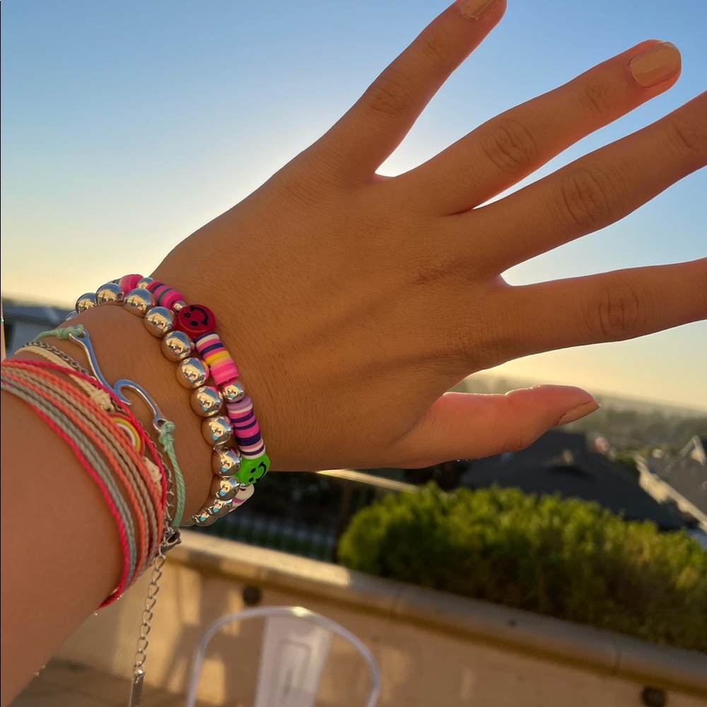 Aesthetic smiley two piece bracelet set